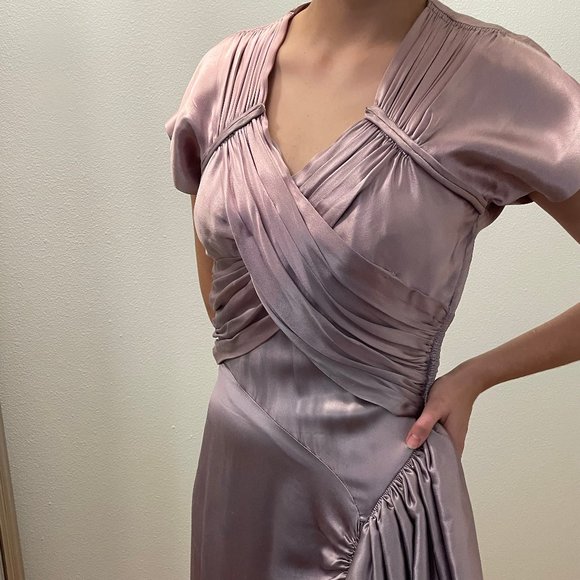 Pure Satin 1950's Evening Gown - Picture 1 of 8